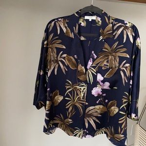 Vince Navy Floral Blouse